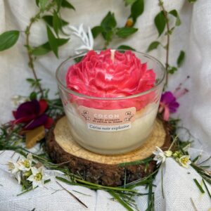 Bougie Verrine Fleur Rose - Cerise Explosive