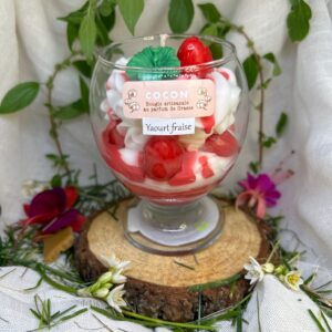 Bougie Coupe en Verre - Yaourt Fraise